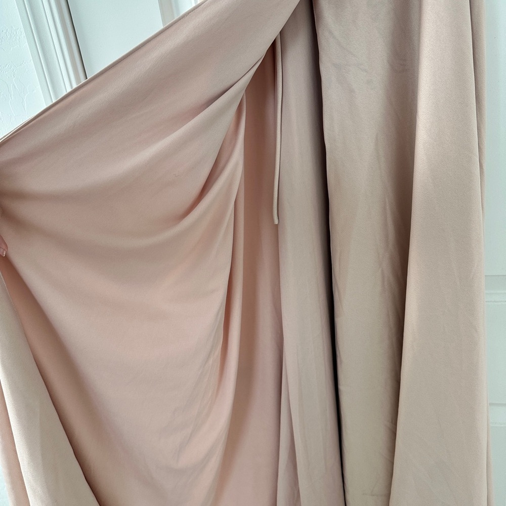 BHLDN Anthropologie Nude Pink Tansy Satin Charmeuse Ruffle Maxi Dress - Picture 6 of 10